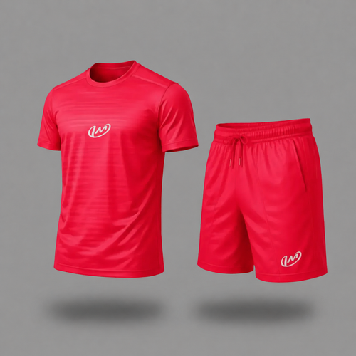 Ensemble running homme rouge LUMO t-shirt et short