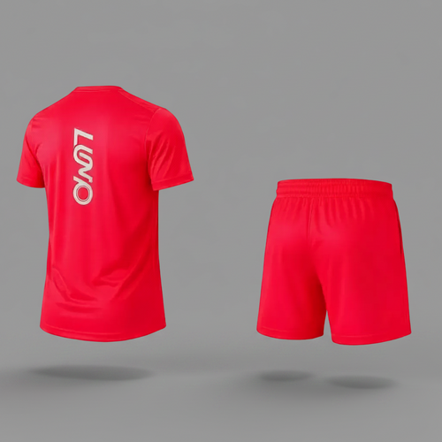 Ensemble running homme rouge LUMO vue de face et de dos